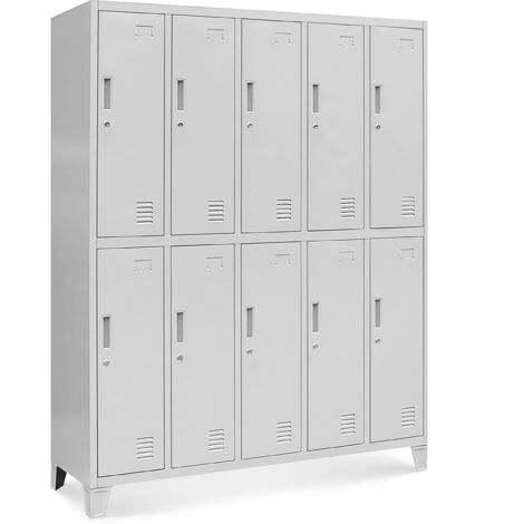 Armoire 10 portes BARTEK, 1360 x 1720 x 450 mm, gris