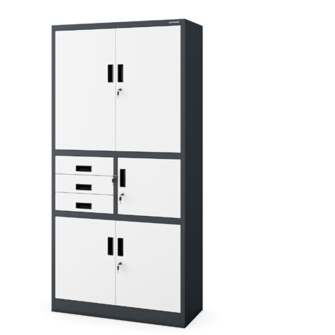 Armoire en métal avec coffre-fort FILIP II, 900 x 1850 x 400 mm, blanc anthracite