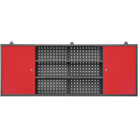 Armoire murale d’atelier LEO, 1600 x 600 x 200 mm, rouge anthracite