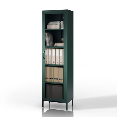 Vitrine de salon LUIGI 500 x 1800 x 350 mm,Moderne : vert bouteille