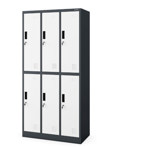 Armoire vestiaire pour vêtements de travail, 6 portes IGOR, 900 x 1850 x 450 mm, blanc anthracite