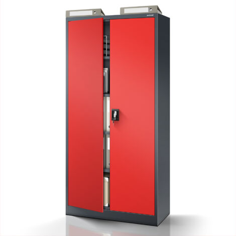 Armoire en métal verrouillable JAN H, 900 x 1950 x 400 mm, rouge anthracite