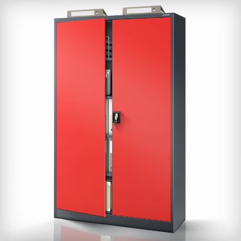 Classeur de bureau en métal JAN II, 1150 x 1850 x 400 mm, rouge anthracite