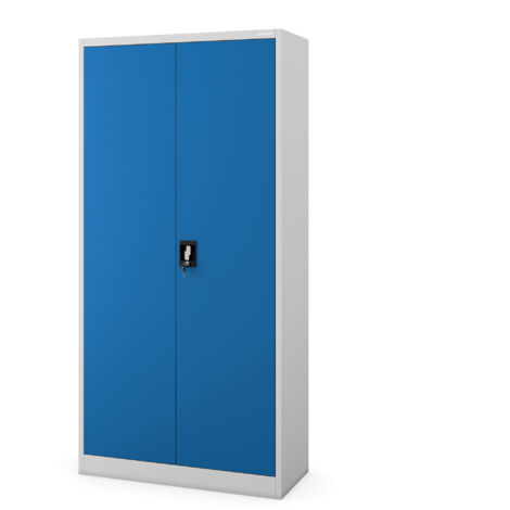 Armoire de ménage métallique verrouillable DAWID – 900 x 1850 x 450 mm, gris-bleu