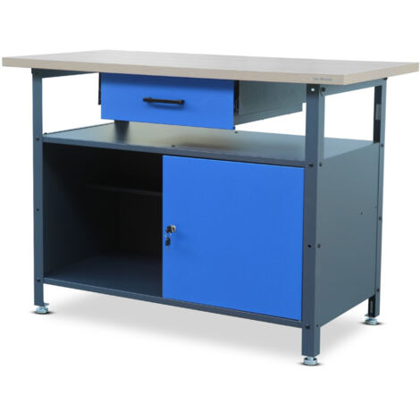 Établi ERIC, 1200 x 850 x 600 mm, bleu anthracite