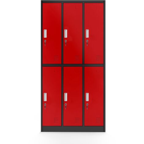 Armoire à 6 portes IGOR, 900 x 1850 x 450 mm, rouge anthracite