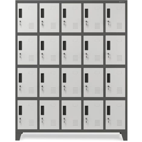 Armoire métallique ROBERT avec casiers, 1360 x 1720 x 450 mm, blanc anthracite
