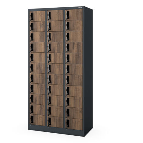 Casiers OLIVER, 900 x 1850 x 450 mm, Eco Design : anthracite/noyer