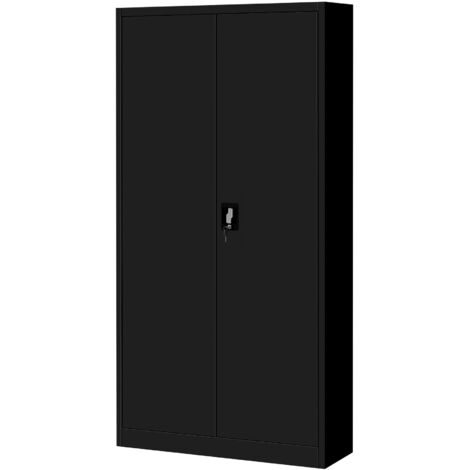 Armoire métallique de bureau pour dossiers TOMASZ, 900 x 1850 x 450 mm, noire