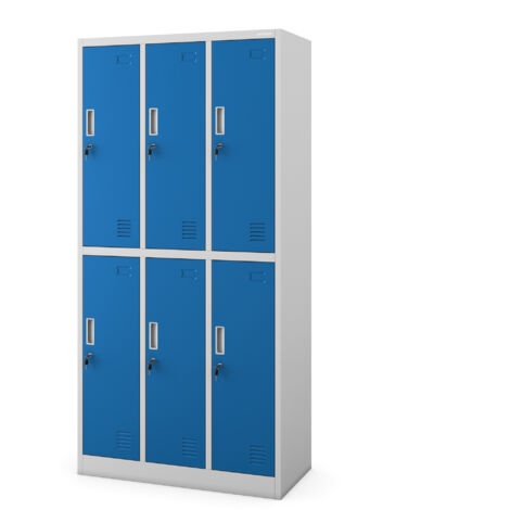 Armoire vestiaire pour vêtements de travail, 6 portes IGOR, 900 x 1850 x 450 mm, gris bleu