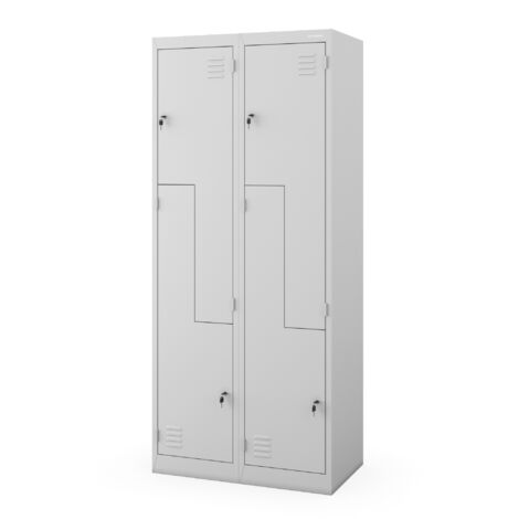Armoire vestiaire pour vêtements à quatre compartiments JULIA, 800 x 1850 x 450 mm, grise