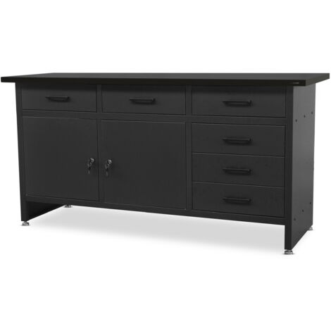 Établi d’atelier HENRY, 1700 x 850 x 600 mm, All Black: noir