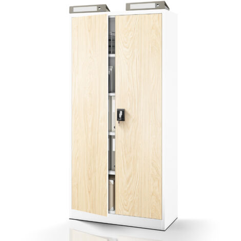 Armoire de bureau en métal JAN H, 900 x 1950 x 400 mm, Eco Design : blanc/ d  b sonoma