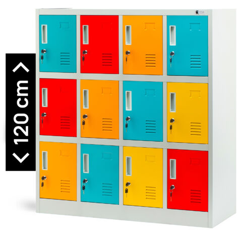 Armoire sociale à compartiments OLA, 1090 x 1200 x 450 mm, gris multicolore