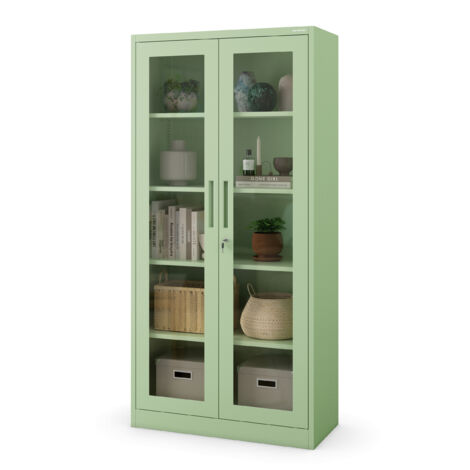 Armoire en verre AMELIA, 900 x 1850 x 400 mm, Fresh Style: vert pastel