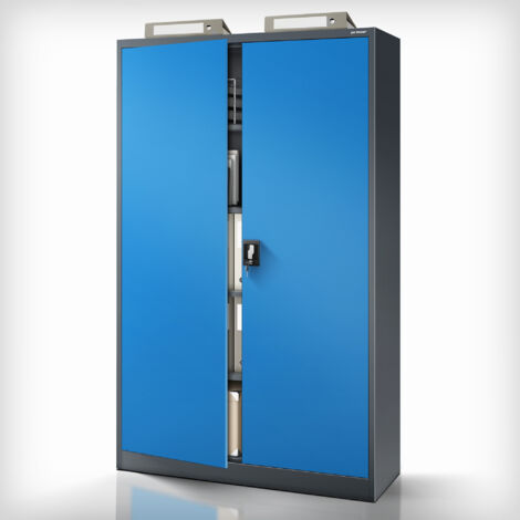 Armoire en métal verrouillable JAN II, 1150 x 1850 x 400 mm, bleu anthracite