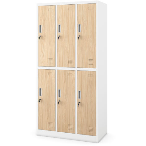 Armoire sociale 6 portes IGOR, 900 x 1850 x 450 mm, Eco Design : blanc/ d  b sonoma