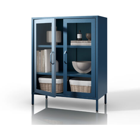 Vitrine en verre GINA, 800 x 1015 x 400 mm, Modern: bleu marine