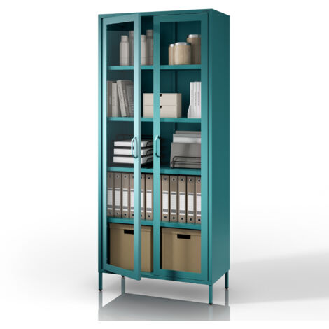 Vitrine de salon ANGELO 800 x 1850 x 450 mm, Moderne : azur