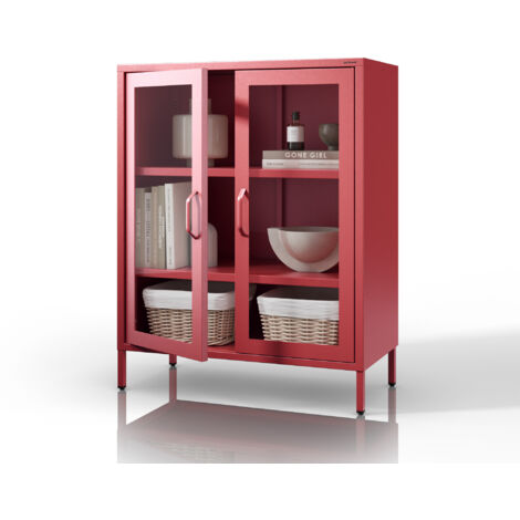 Vitrine en verre GINA, 800 x 1015 x 400 mm, Modern: rouge