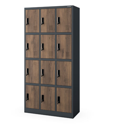 Casiers MARCIN, 900 x 1850 x 400 mm, Eco Design : anthracite/noyer
