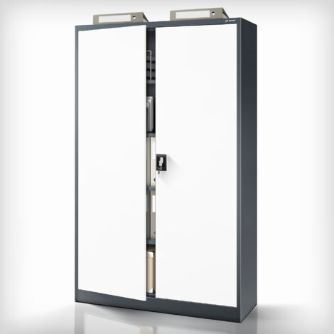 Armoire en métal verrouillable JAN II, 1150 x 1850 x 400 mm, blanc anthracite