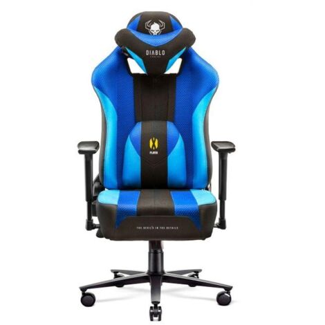 UNKNOWN Diablo Fauteuil Gaming Tissu X-Player 2.0 - Chaise Gamer avec Accoudoirs 3D - Coussin Cervical/Lombaire Fonction Basculement - Chaise Bureau Gaming 150 kg - Chaise Gaming Ergonomique - Normal (1/3)