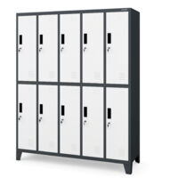 Armoire vestiaire pour vêtements de travail, 10 portes BARTEK, 1360 x 1720 x 450 mm, blanc anthracite