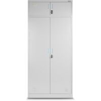 Unité sociale à compartiments multiples avec espace de rangement BORYS, 900 x 1850 x 500 mm, gris