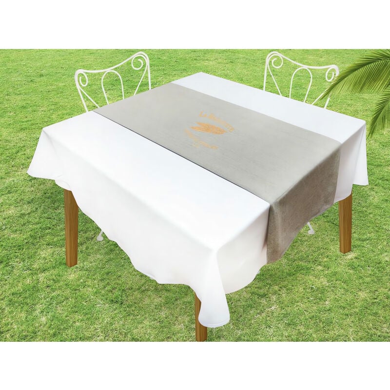 Chemin de table 40x180 cm LUXURY blanc, par Soleil d'Ocre