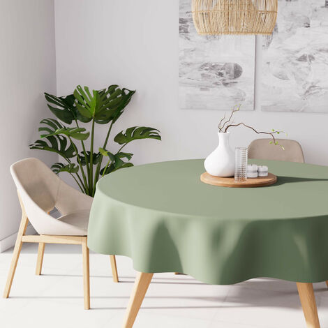 Nappe anti-tâches ronde 180 cm ALIX kaki , par Soleil d'Ocre