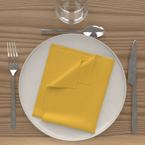 Lot de 3 serviettes de table 40x40 cm ALIX jaune radieux, par Soleil d'Ocre