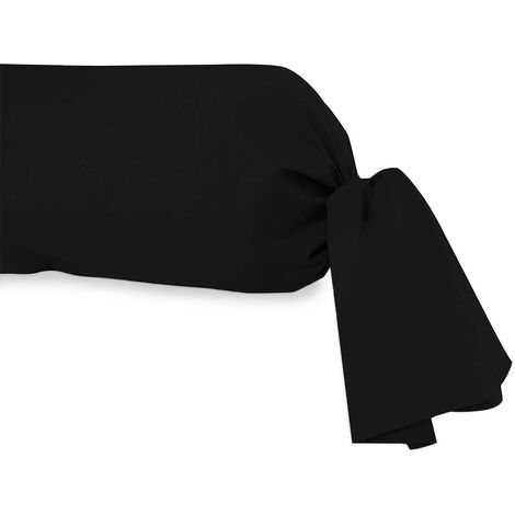 Taie de traversin en coton 57 fils 45x205 cm UNI noir, par Soleil d'Ocre