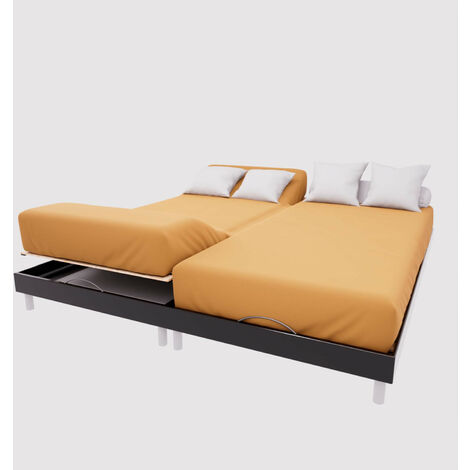 Drap housse TPR en coton 57 fils 2x70x190 cm UNI moutarde, par Soleil d'Ocre
