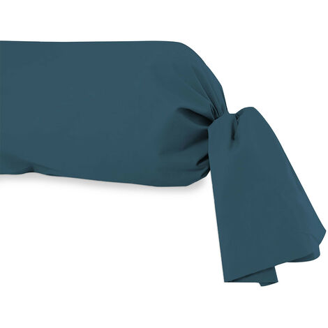 Taie de traversin en coton 57 fils 45x205 cm UNI bleu canard, par Soleil d'Ocre