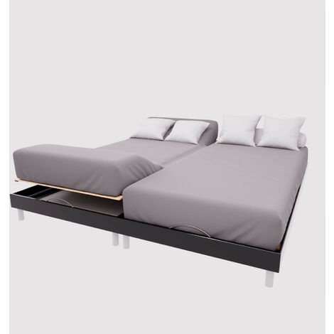 Drap housse TPR en coton 57 fils 2x80x200 cm UNI gris, par Soleil d'Ocre
