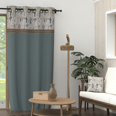 Tenda Con Occhielli In Puro Cotone Soleil D'Ocre - Grigio, 140 X 250 Cm, Con 8 Occhielli Metallici, Atmosfera Romantica E Calda Per La Tua Casa