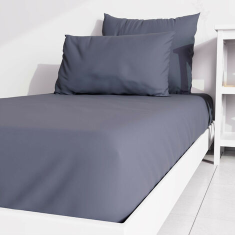 Drap housse uni 90x190 cm ZZZ bleu jean