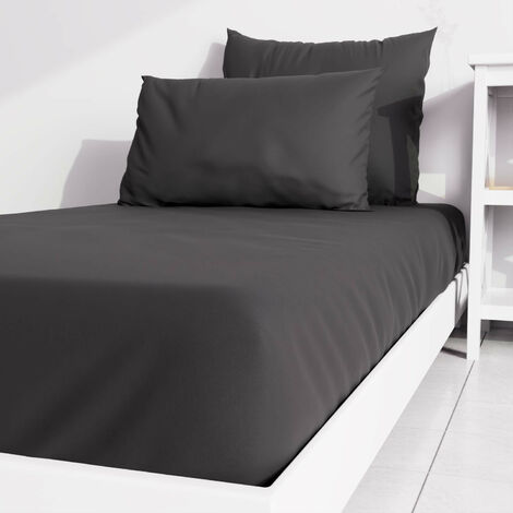 Drap housse uni 90x190 cm ZZZ noir