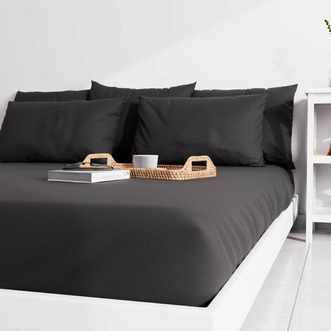 Drap housse uni 160x200 cm ZZZ noir