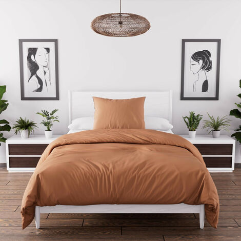 Parure de couette en microfibre lavée 140x200 cm BOHEME terra, par Soleil d'Ocre