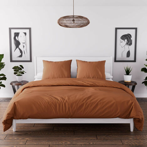 Parure de couette en microfibre lavée 260x240 cm BOHEME terra, par Soleil d'Ocre