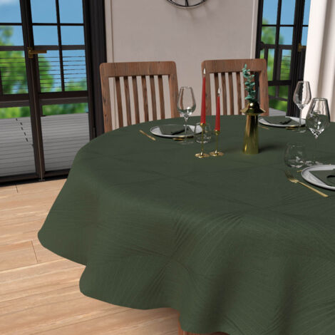 Nappe ronde anti-tâches diamètre 180 cm LUXURY vert, par Soleil d'Ocre