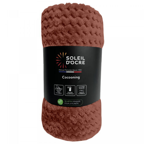 Couverture, plaid 180x220 cm COCOONING brique, par Soleil d'ocre