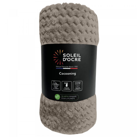 Couverture, plaid 220x240 cm COCOONING taupe, par Soleil d'ocre