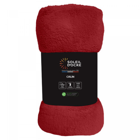 Couverture flanelle 220x240 cm CALIN rouge, par Soleil d'Ocre