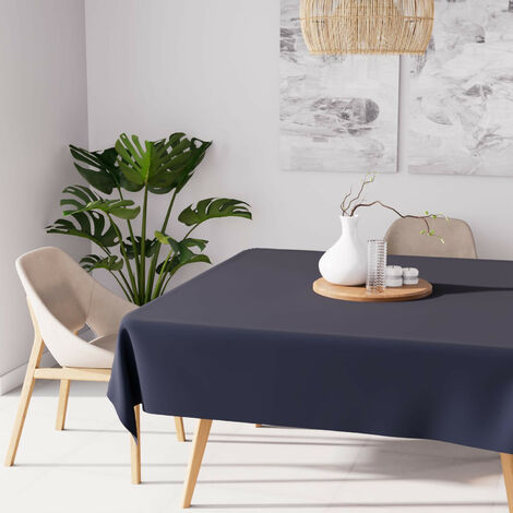 Nappe anti-tâches carrée 180x180 cm ALIX bleu jean, par Soleil d'Ocre