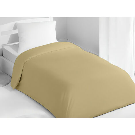 Soleil D Ocre – Housse de couette 140x200 cm 100% coton uni beige – Lavable en machine à 40° – Pour lit 1 place