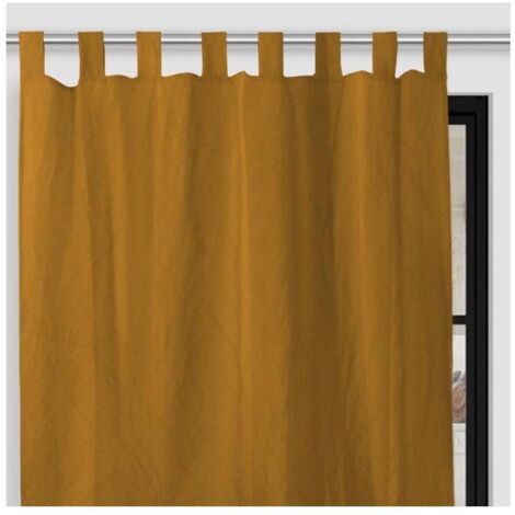 Rideau à pattes en microfibre lavée 135X250 cm BOHEME moutarde, par Soleil d'Ocre