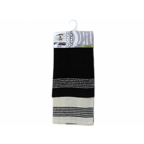 Lot de 2 torchons JACQUARD noir en coton